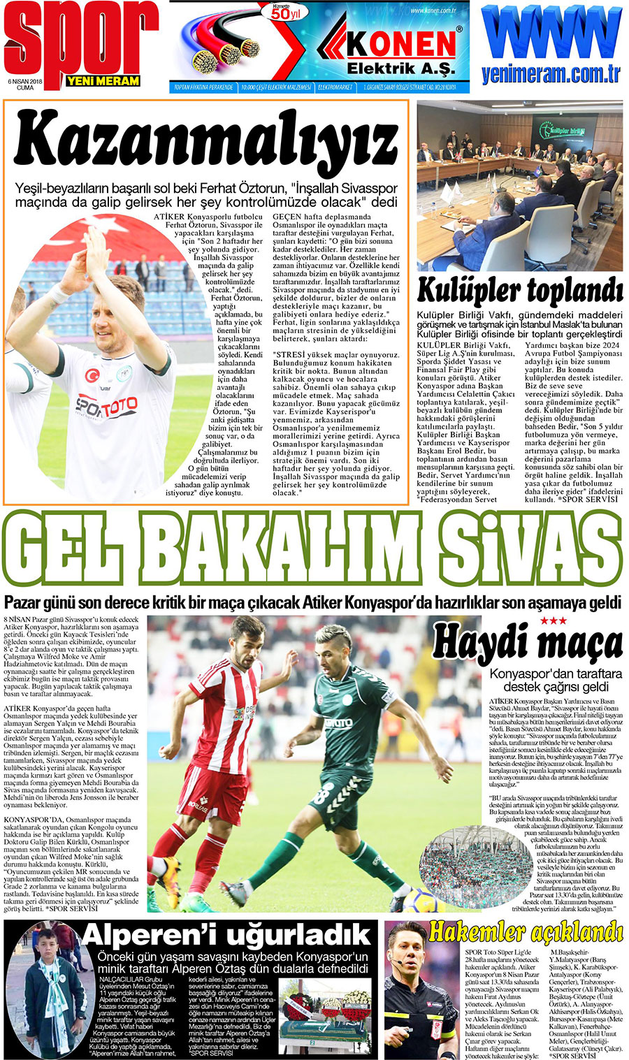 6 Nisan 2018 Yeni Meram Gazetesi