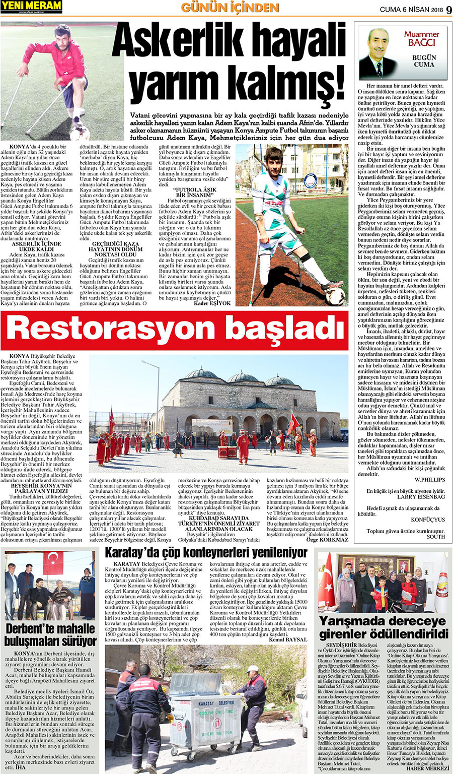 6 Nisan 2018 Yeni Meram Gazetesi