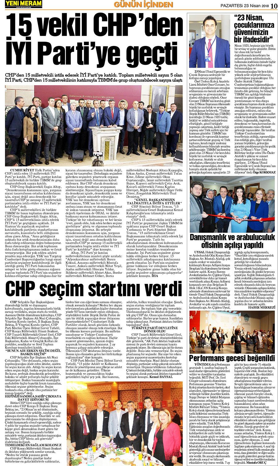 23 Nisan 2018 Yeni Meram Gazetesi