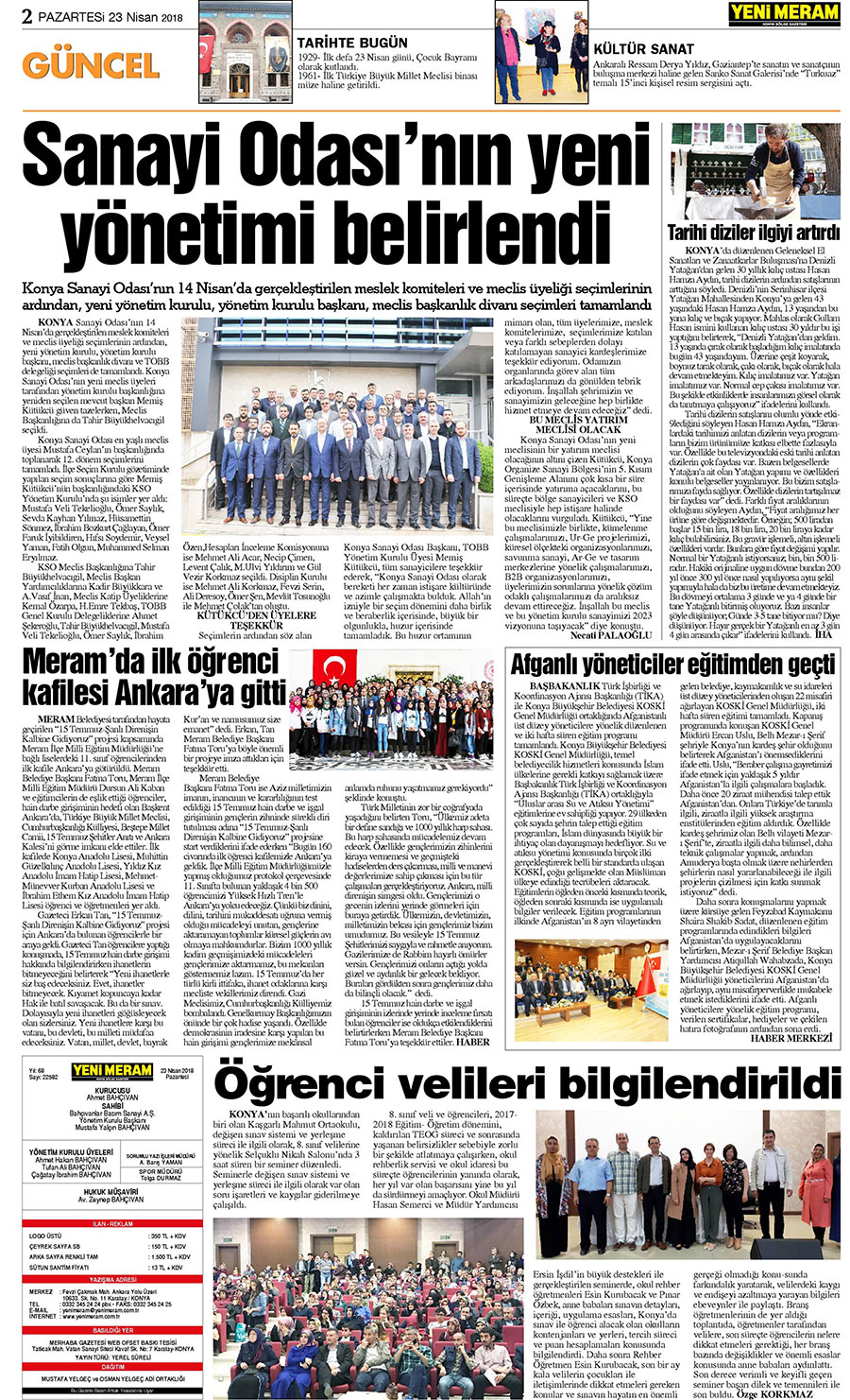 23 Nisan 2018 Yeni Meram Gazetesi