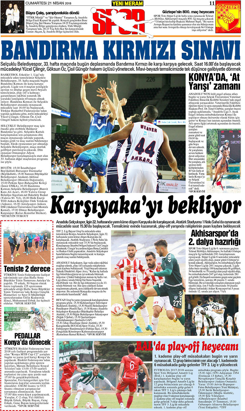 21 Nisan 2018 Yeni Meram Gazetesi