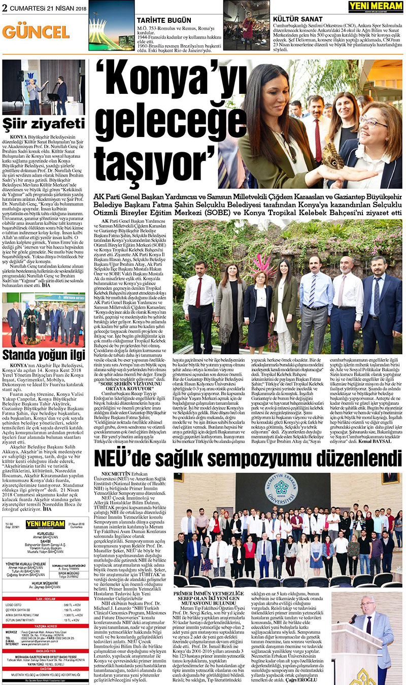 21 Nisan 2018 Yeni Meram Gazetesi