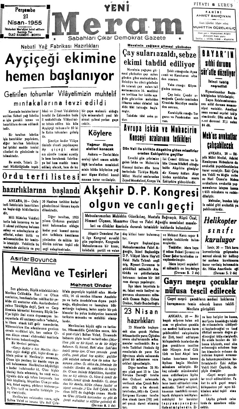 21 Nisan 2018 Yeni Meram Gazetesi