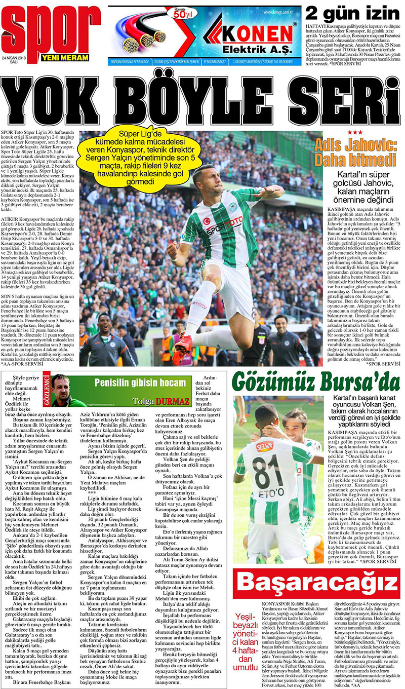 24 Nisan 2018 Yeni Meram Gazetesi