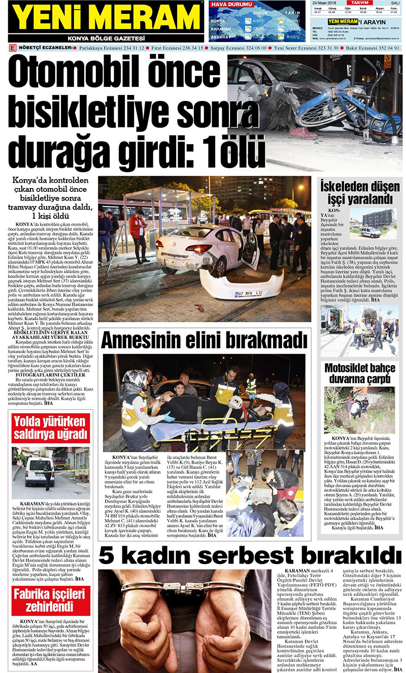 24 Nisan 2018 Yeni Meram Gazetesi