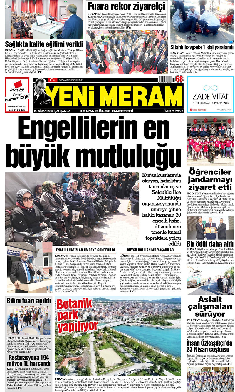 25 Nisan 2018 Yeni Meram Gazetesi