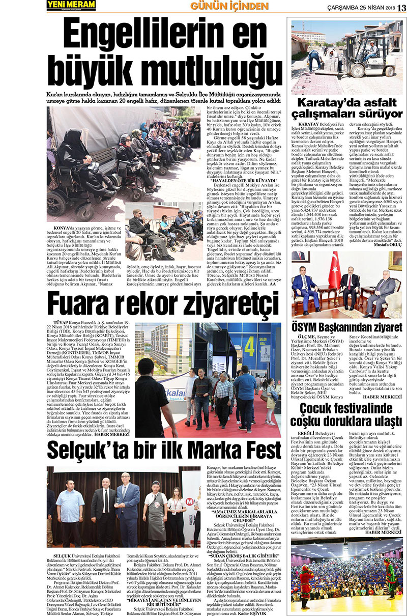 25 Nisan 2018 Yeni Meram Gazetesi