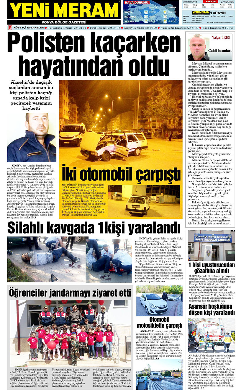 25 Nisan 2018 Yeni Meram Gazetesi