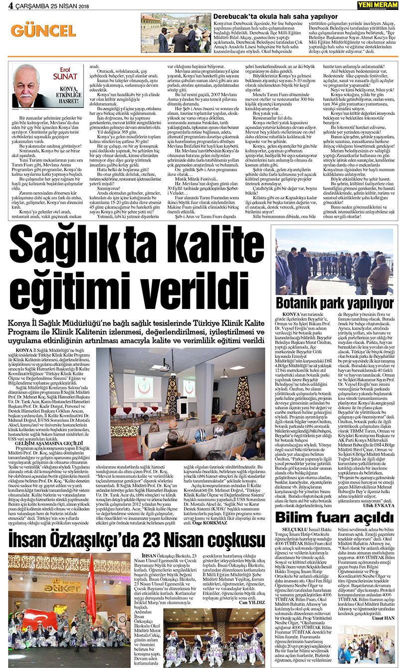 25 Nisan 2018 Yeni Meram Gazetesi