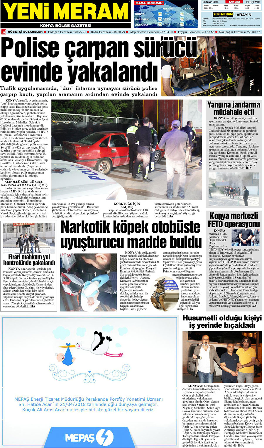 26 Nisan 2018 Yeni Meram Gazetesi