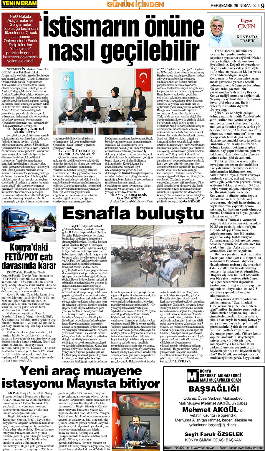 26 Nisan 2018 Yeni Meram Gazetesi