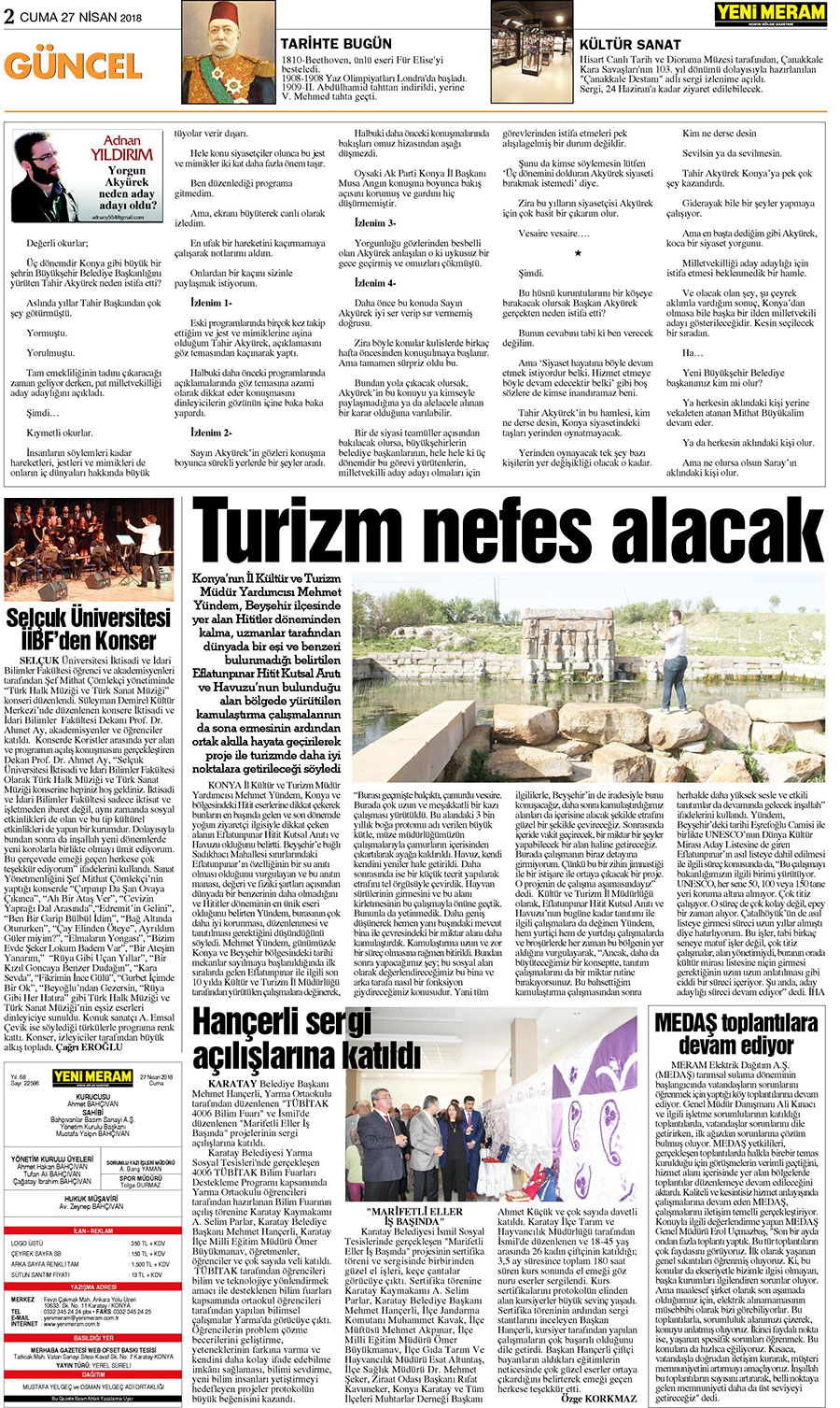 27 Nisan 2018 Yeni Meram Gazetesi