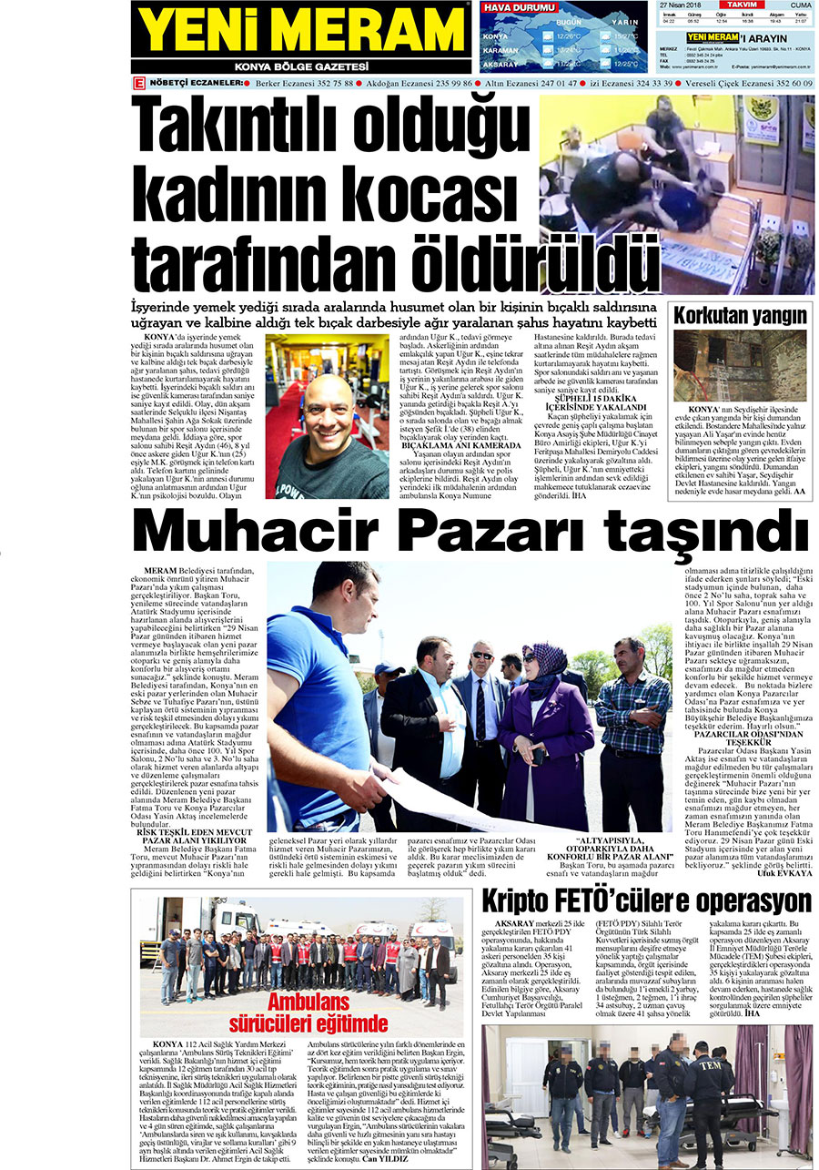 27 Nisan 2018 Yeni Meram Gazetesi