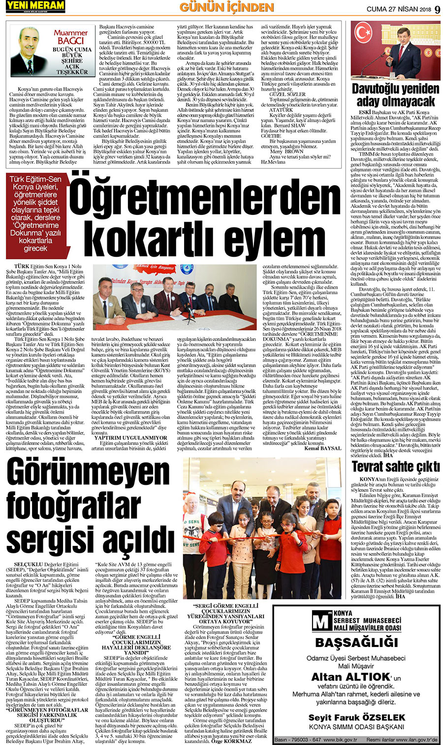 27 Nisan 2018 Yeni Meram Gazetesi