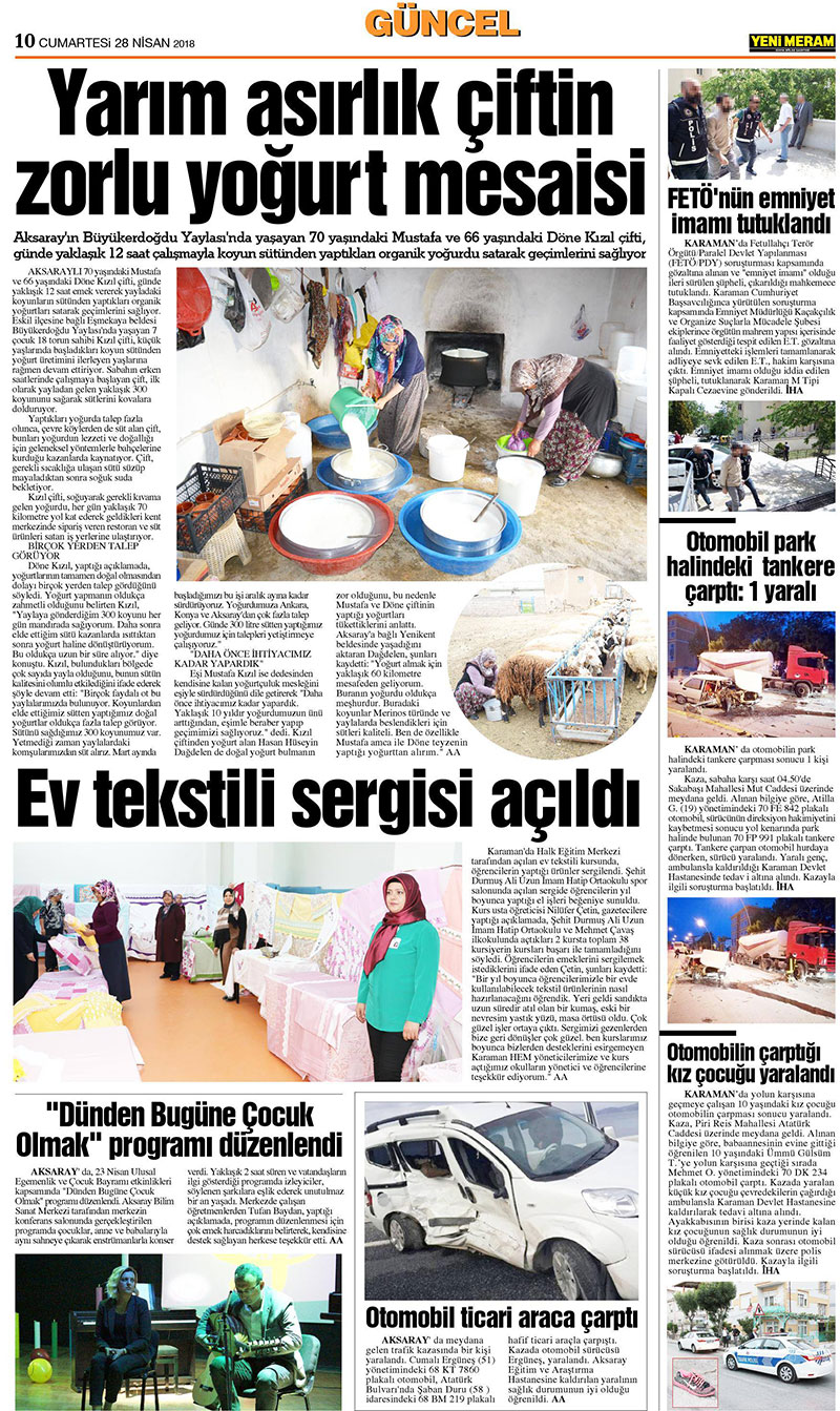 28 Nisan 2018 Yeni Meram Gazetesi