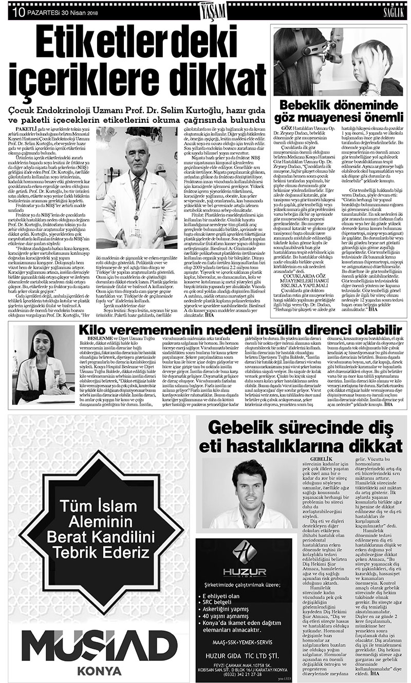 30 Nisan 2018 Yeni Meram Gazetesi