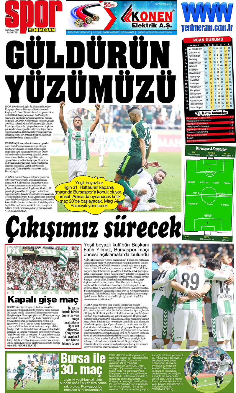 30 Nisan 2018 Yeni Meram Gazetesi