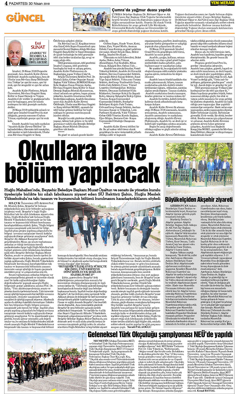 30 Nisan 2018 Yeni Meram Gazetesi