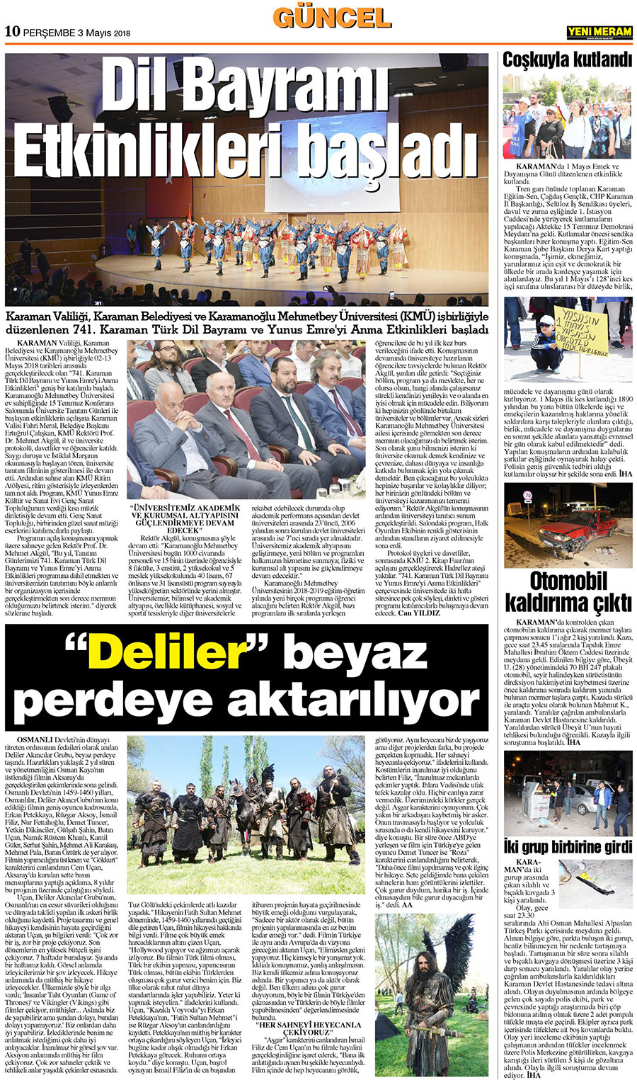 3 Mayıs 2018 Yeni Meram Gazetesi