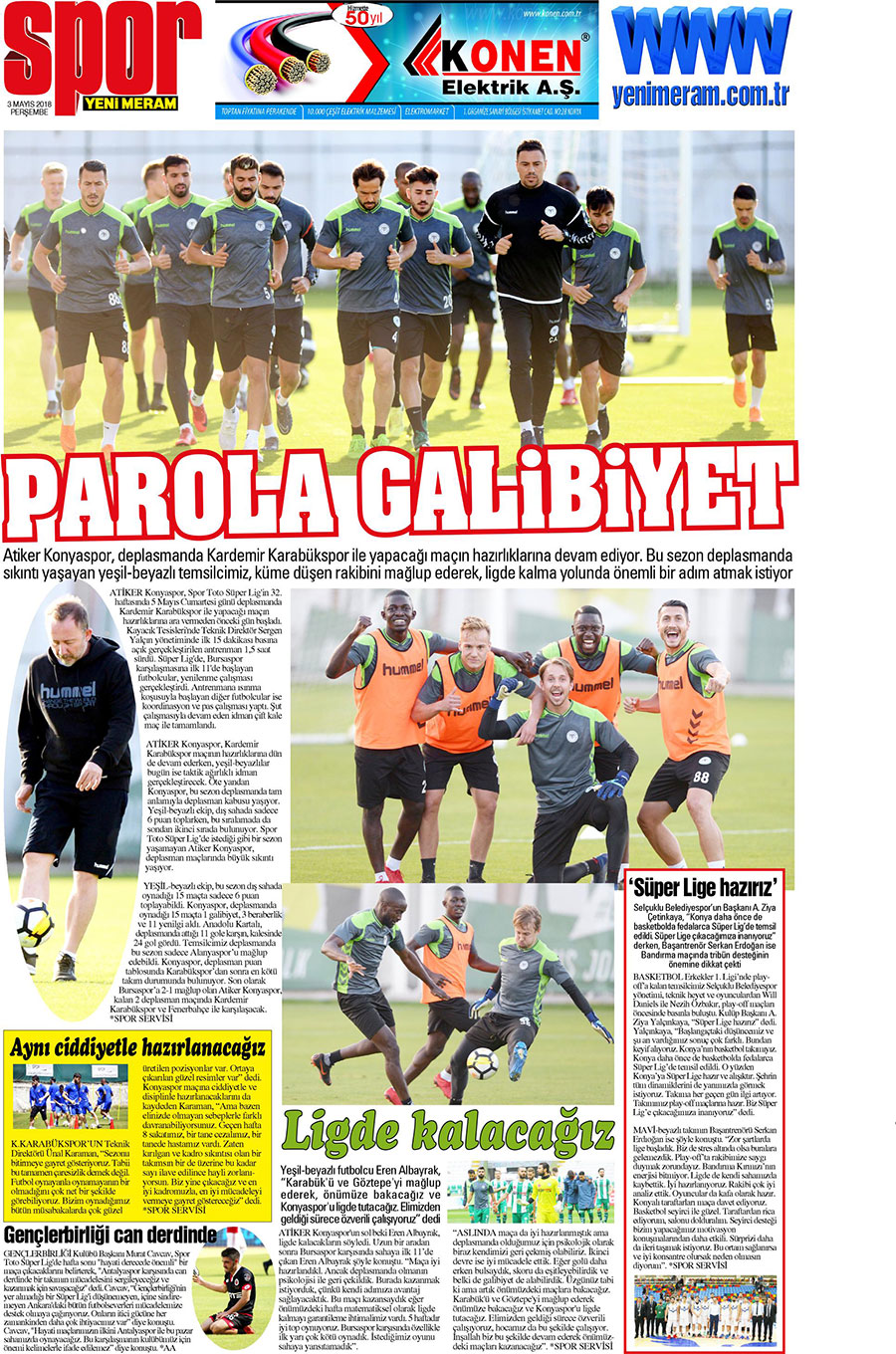 3 Mayıs 2018 Yeni Meram Gazetesi