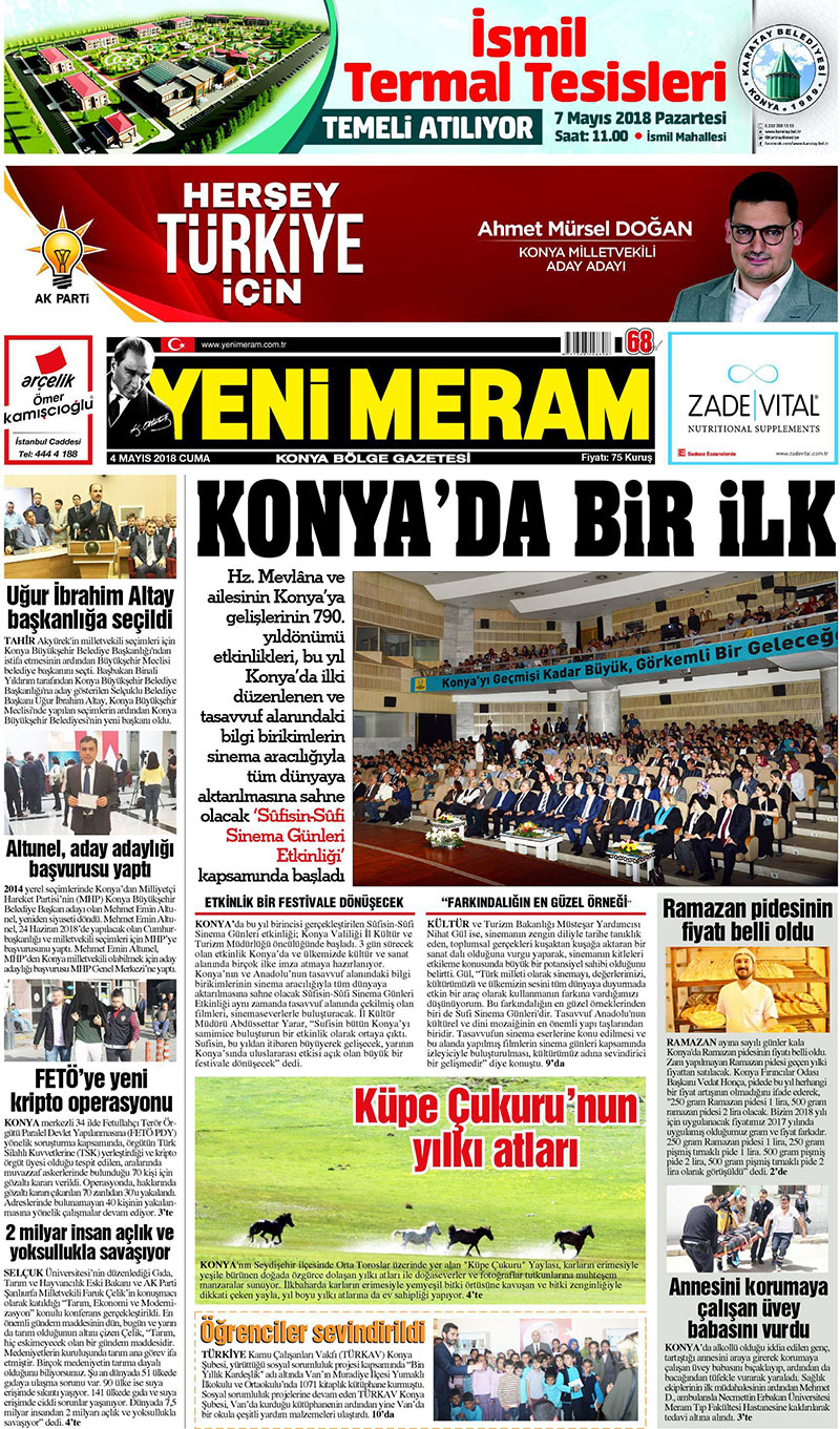 4 Mayıs 2018 Yeni Meram Gazetesi