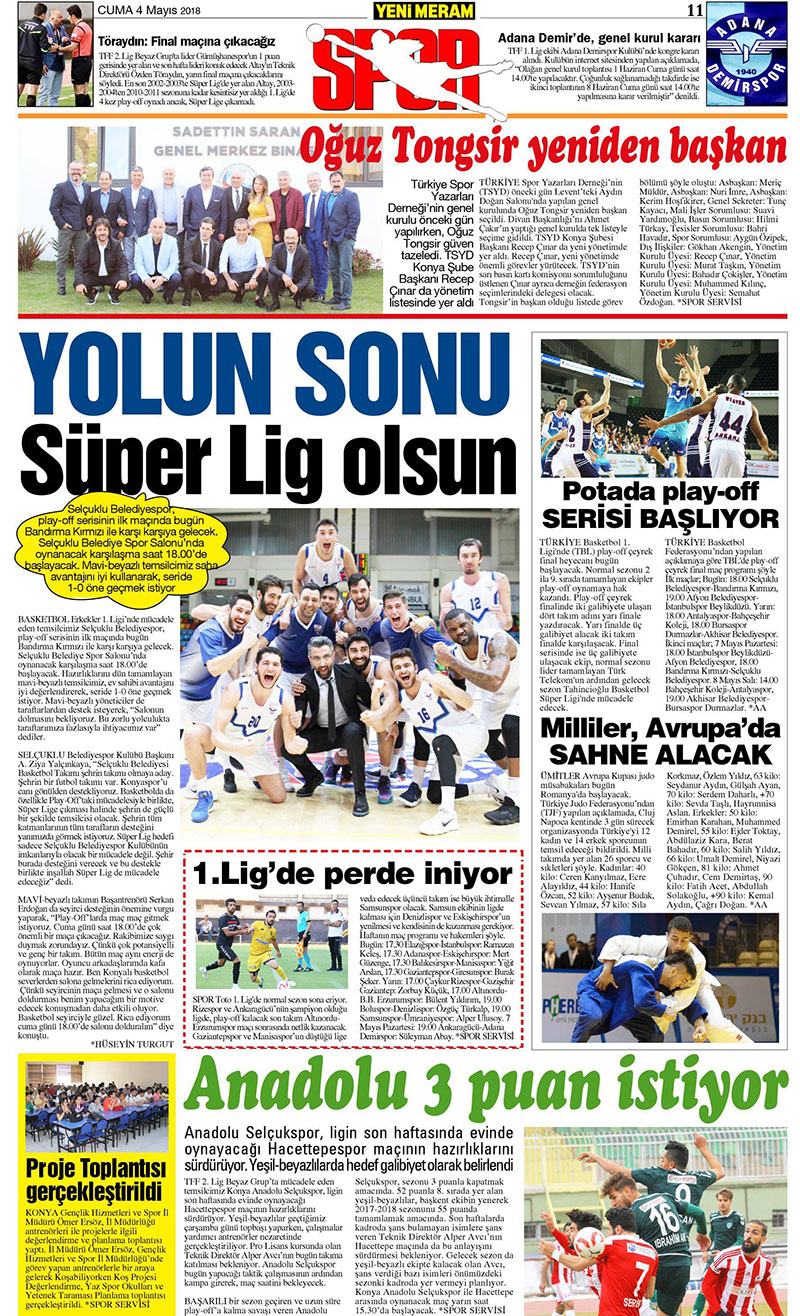 4 Mayıs 2018 Yeni Meram Gazetesi