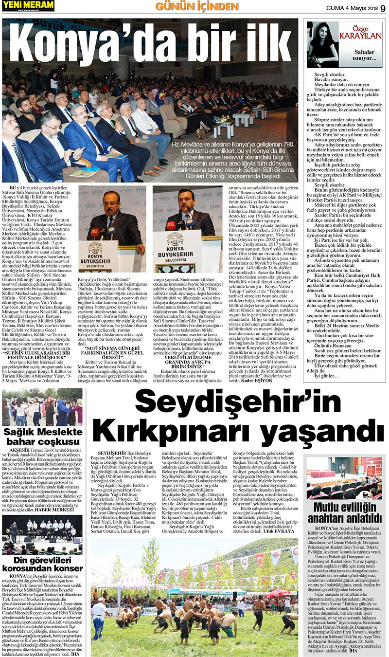 4 Mayıs 2018 Yeni Meram Gazetesi