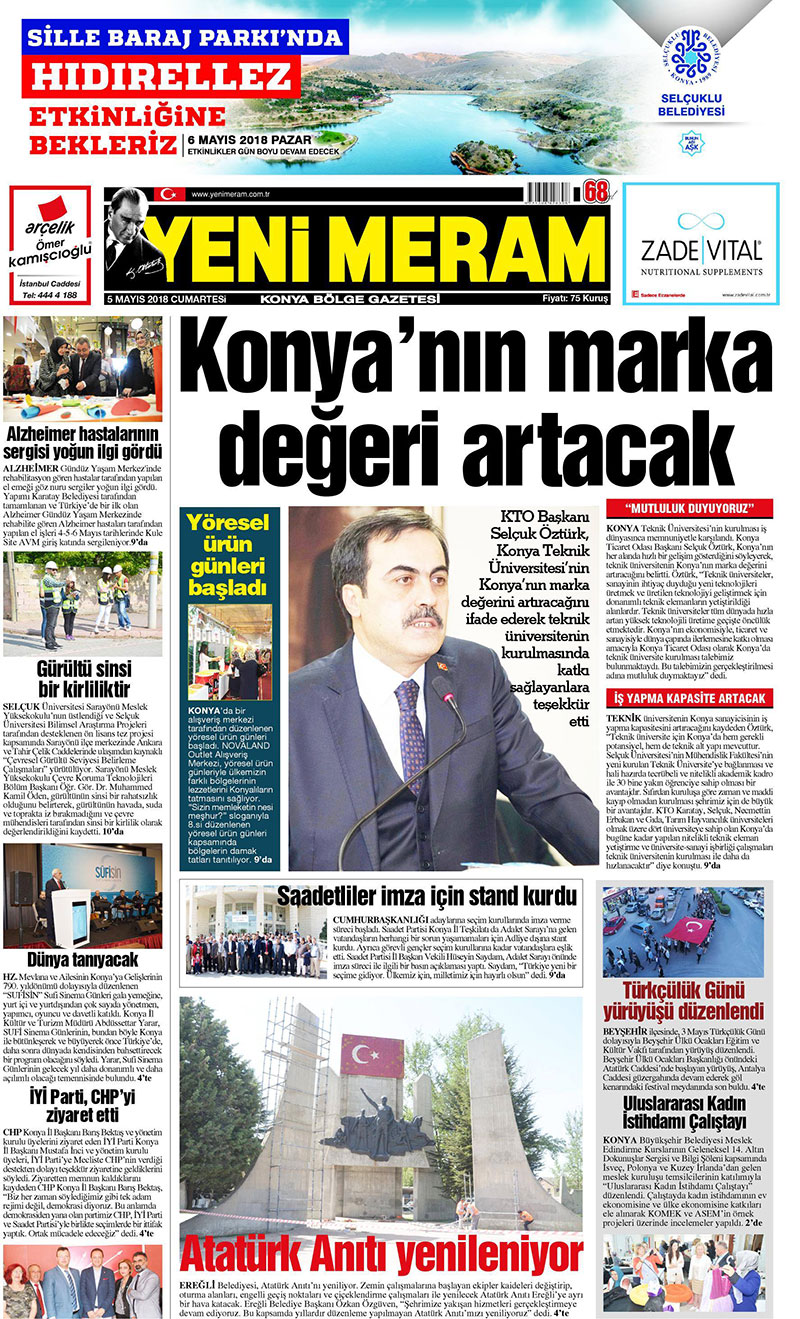 5 Mayıs 2018 Yeni Meram Gazetesi