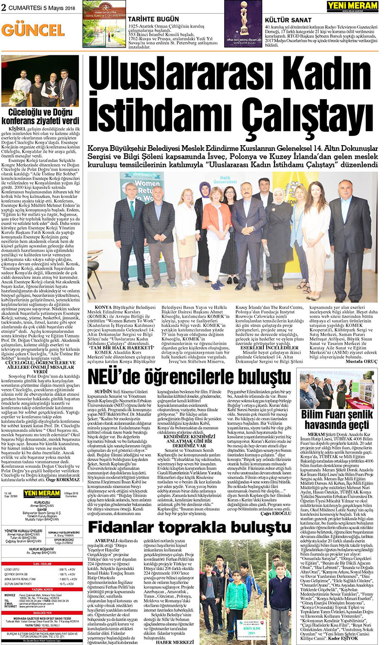 5 Mayıs 2018 Yeni Meram Gazetesi