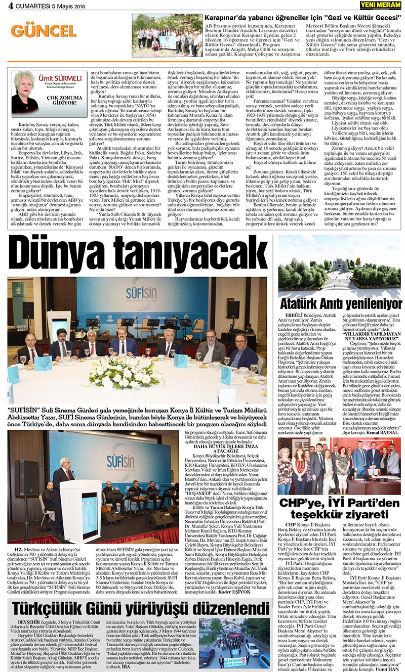 5 Mayıs 2018 Yeni Meram Gazetesi