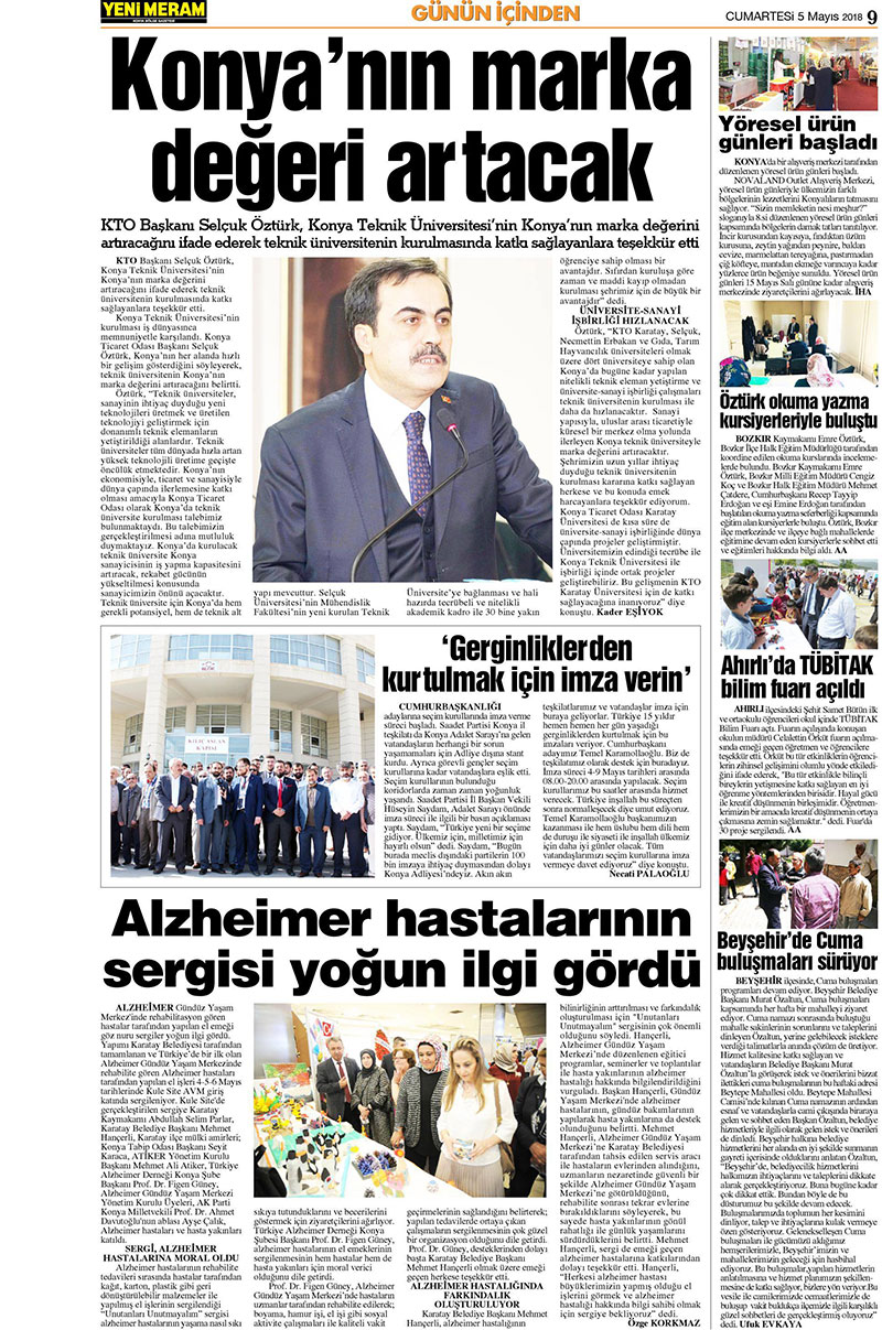 5 Mayıs 2018 Yeni Meram Gazetesi