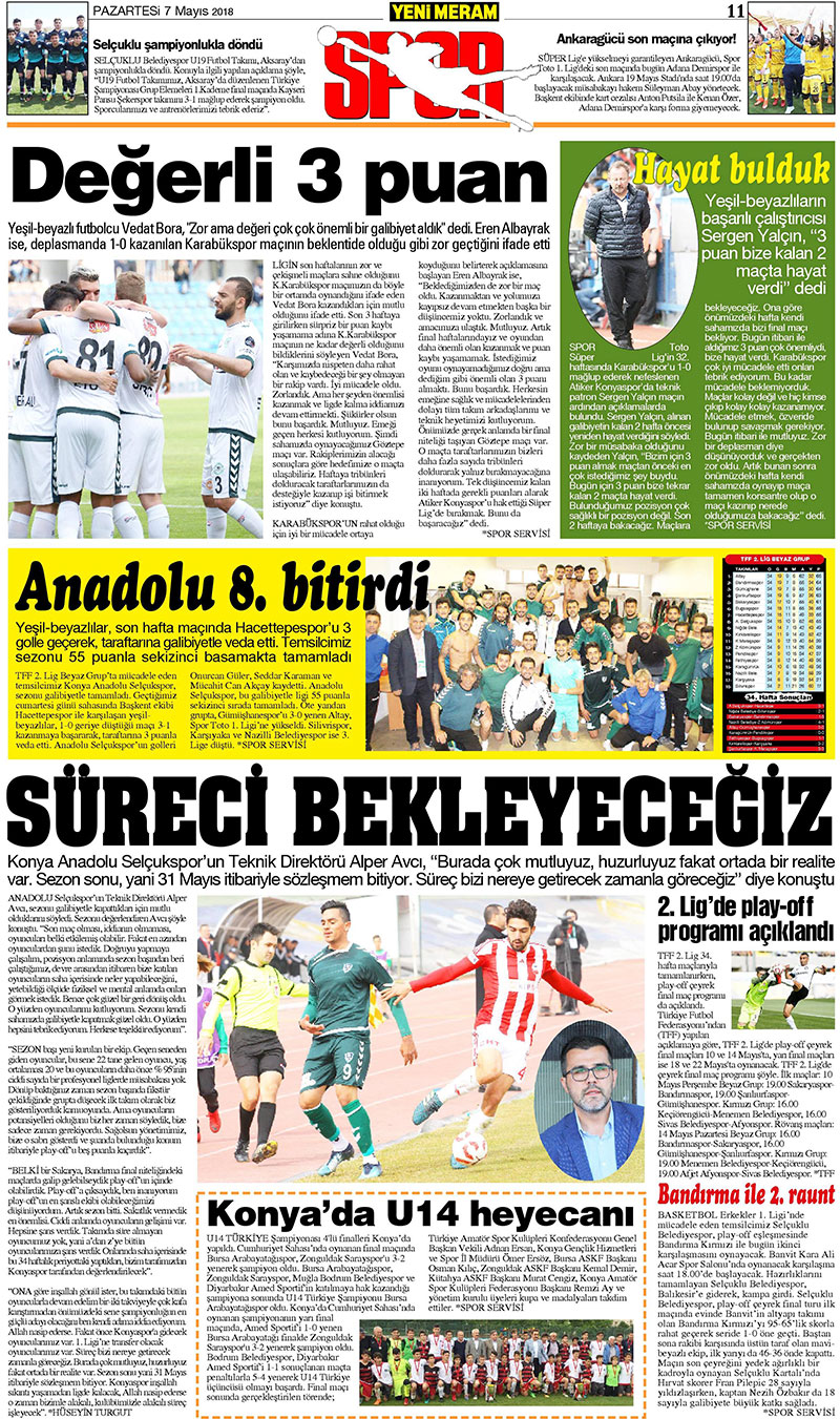 7 Mayıs 2018 Yeni Meram Gazetesi