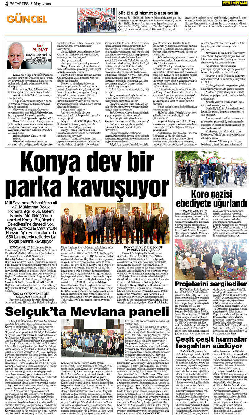 7 Mayıs 2018 Yeni Meram Gazetesi