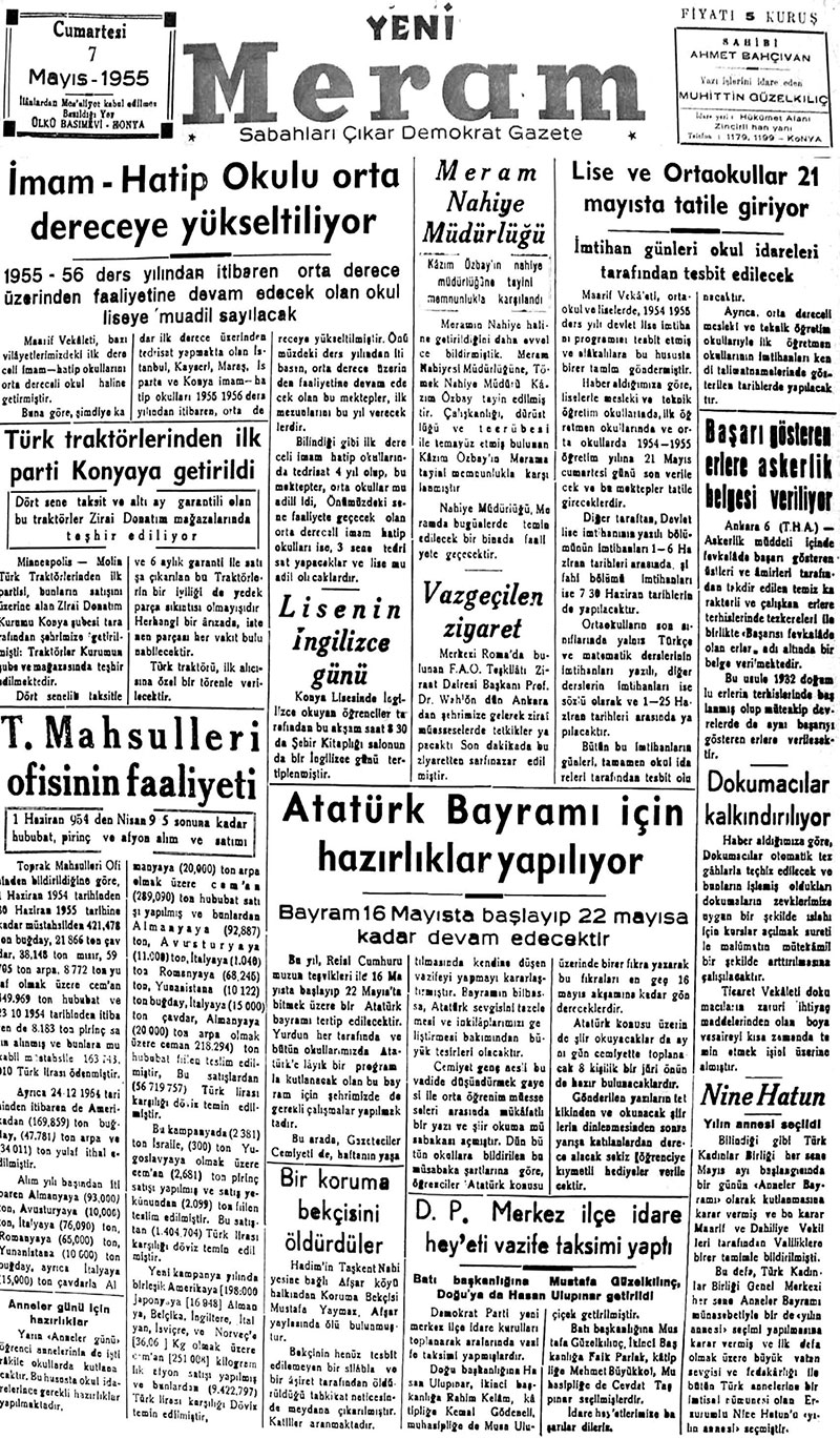 7 Mayıs 2018 Yeni Meram Gazetesi