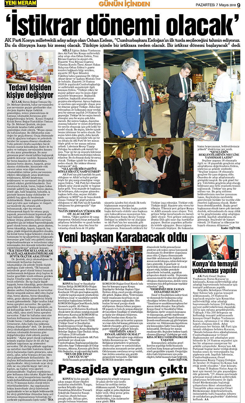 7 Mayıs 2018 Yeni Meram Gazetesi