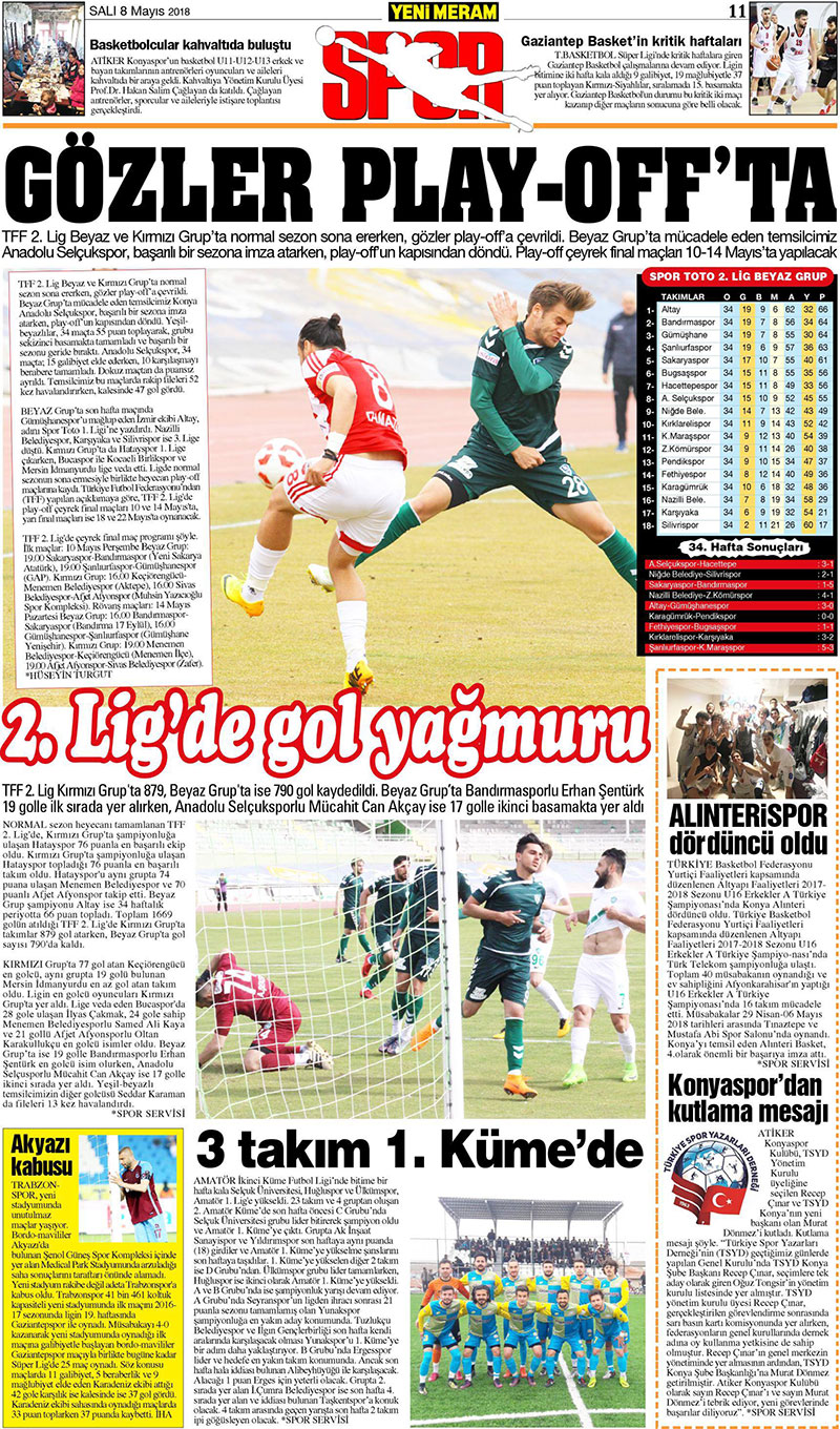 8 Mayıs 2018 Yeni Meram Gazetesi