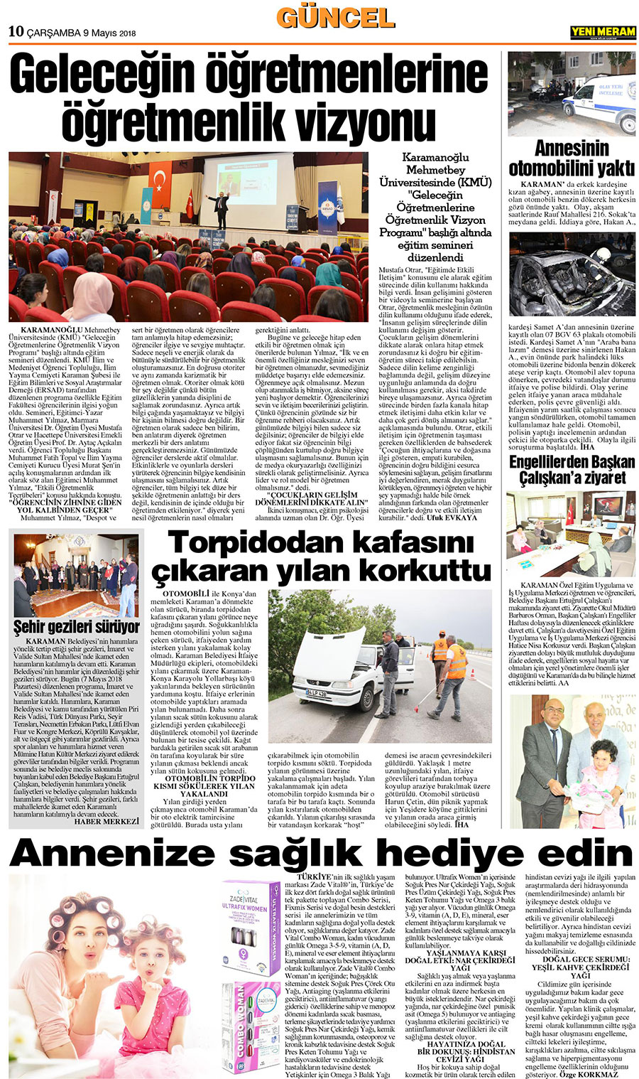 9 Mayıs 2018 Yeni Meram Gazetesi