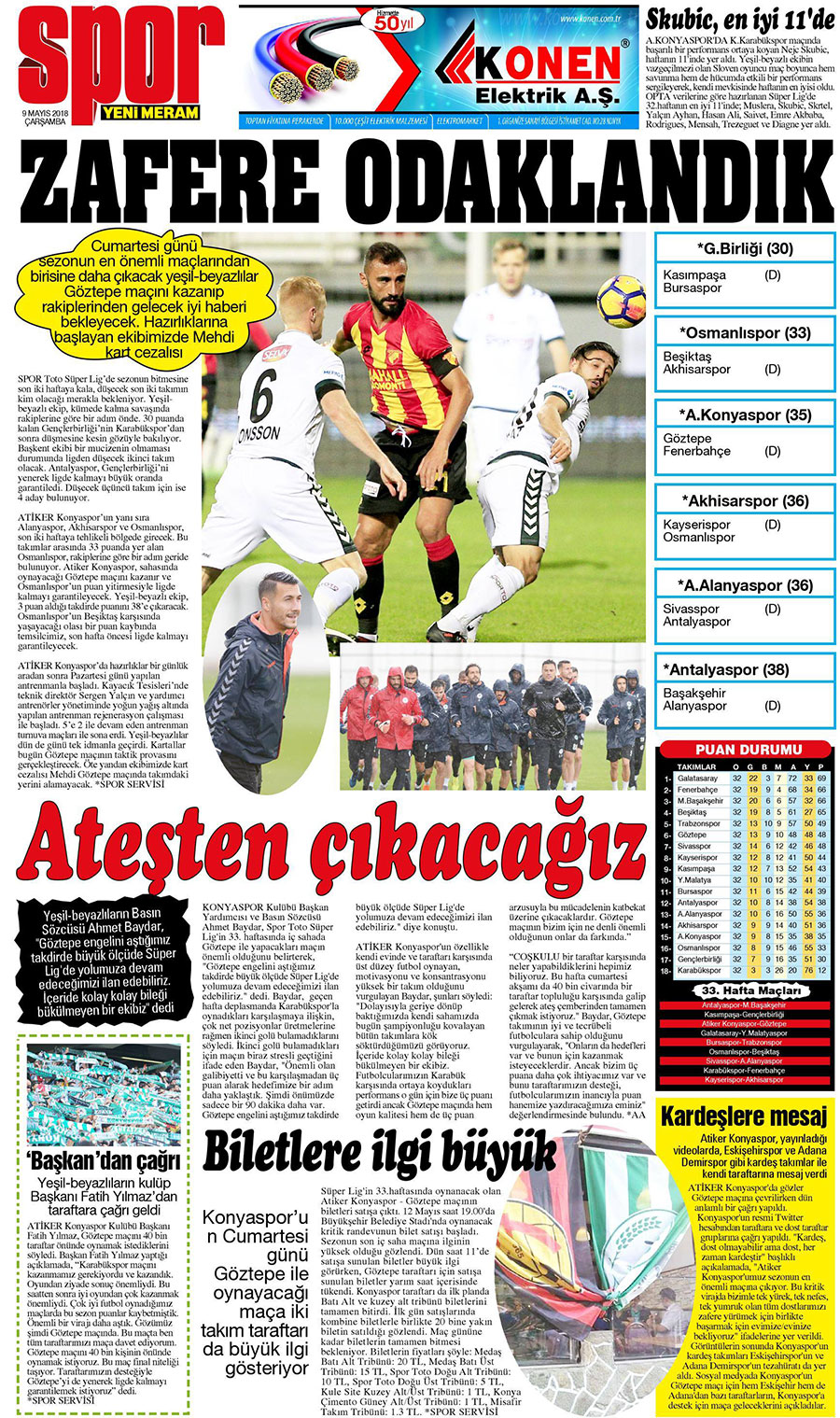 9 Mayıs 2018 Yeni Meram Gazetesi