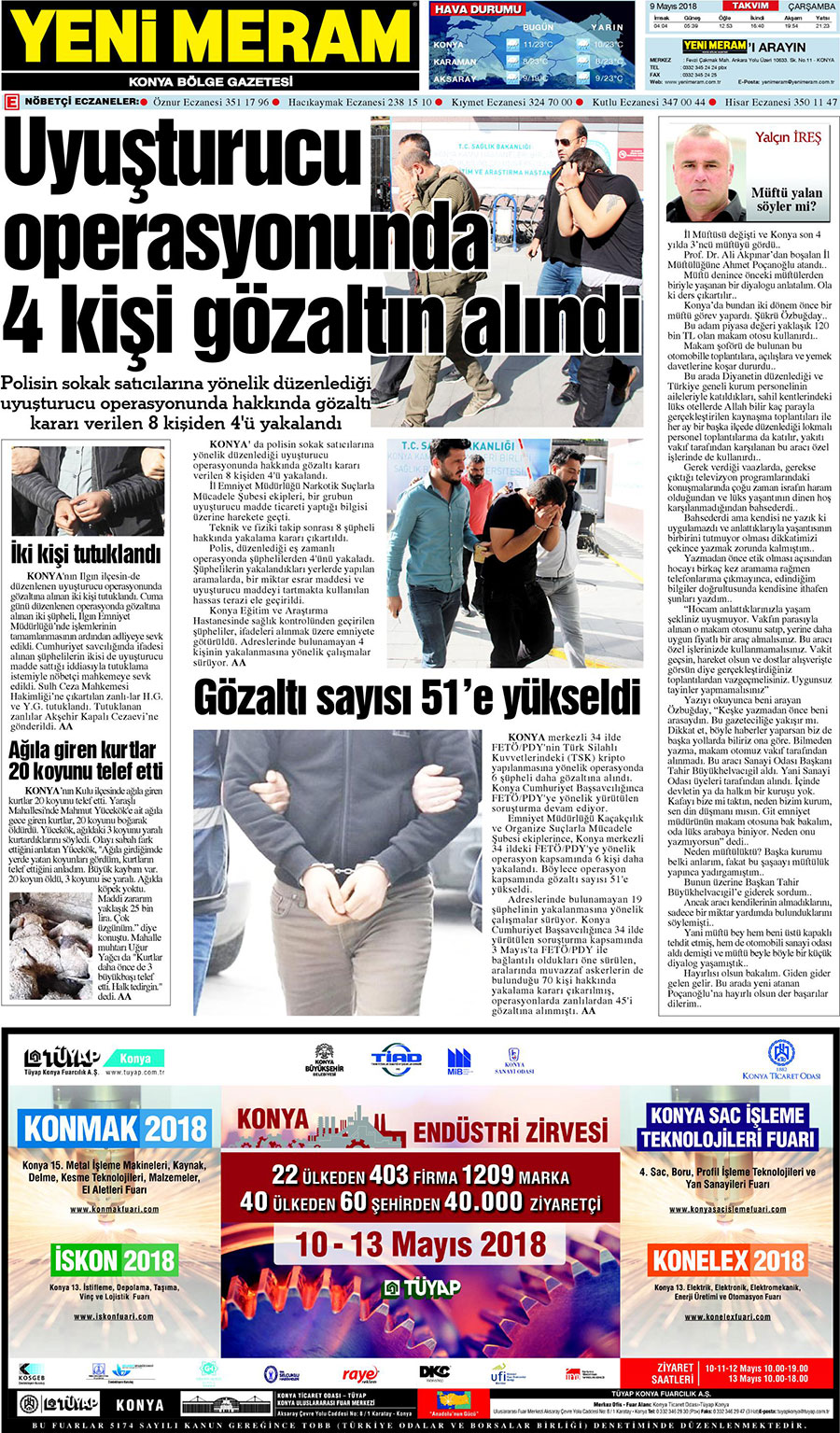 9 Mayıs 2018 Yeni Meram Gazetesi