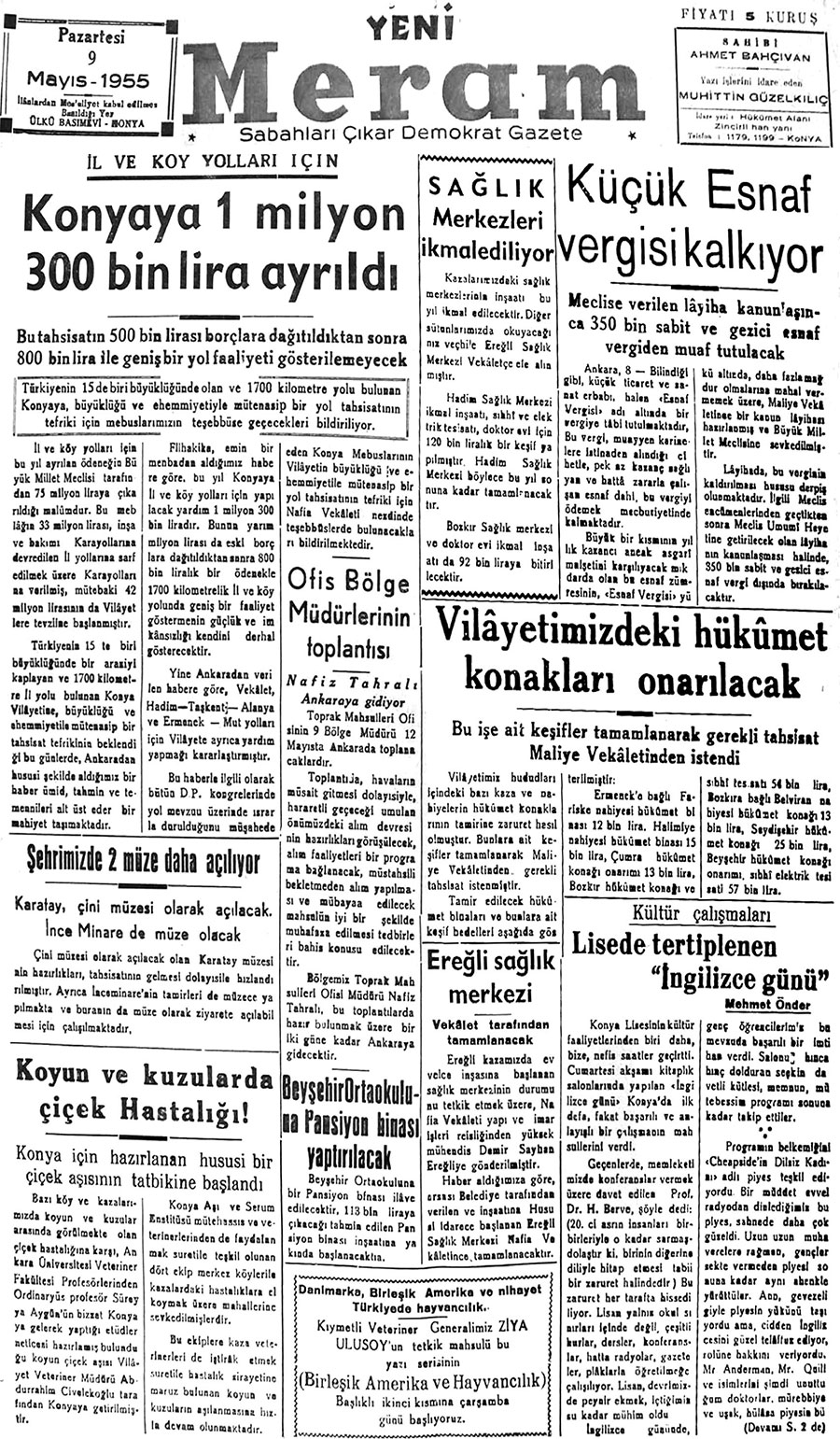 9 Mayıs 2018 Yeni Meram Gazetesi