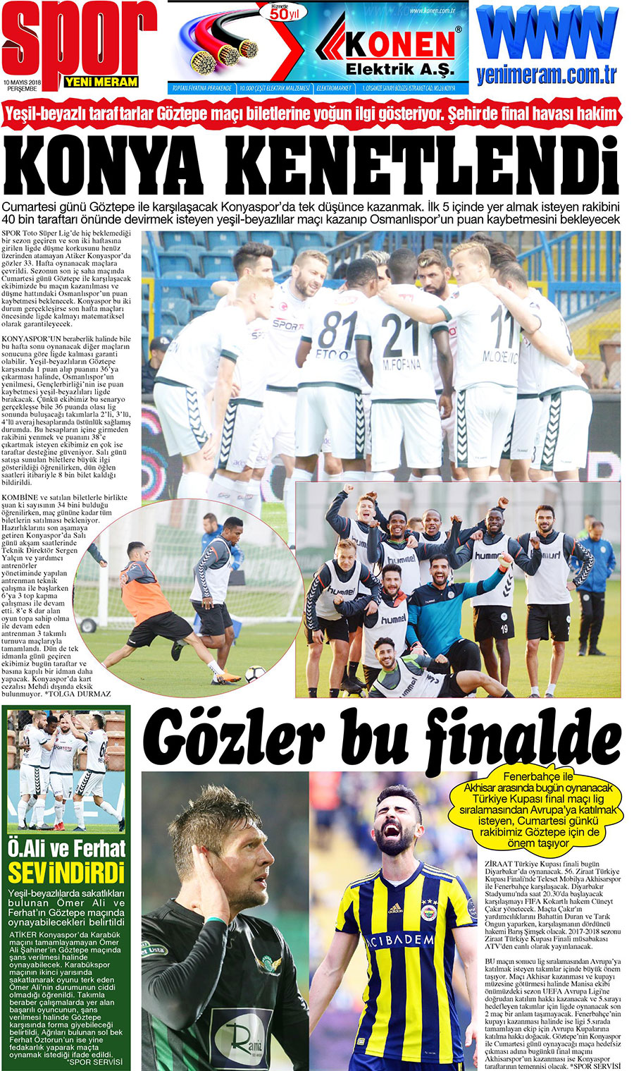 10 Mayıs 2018 Yeni Meram Gazetesi