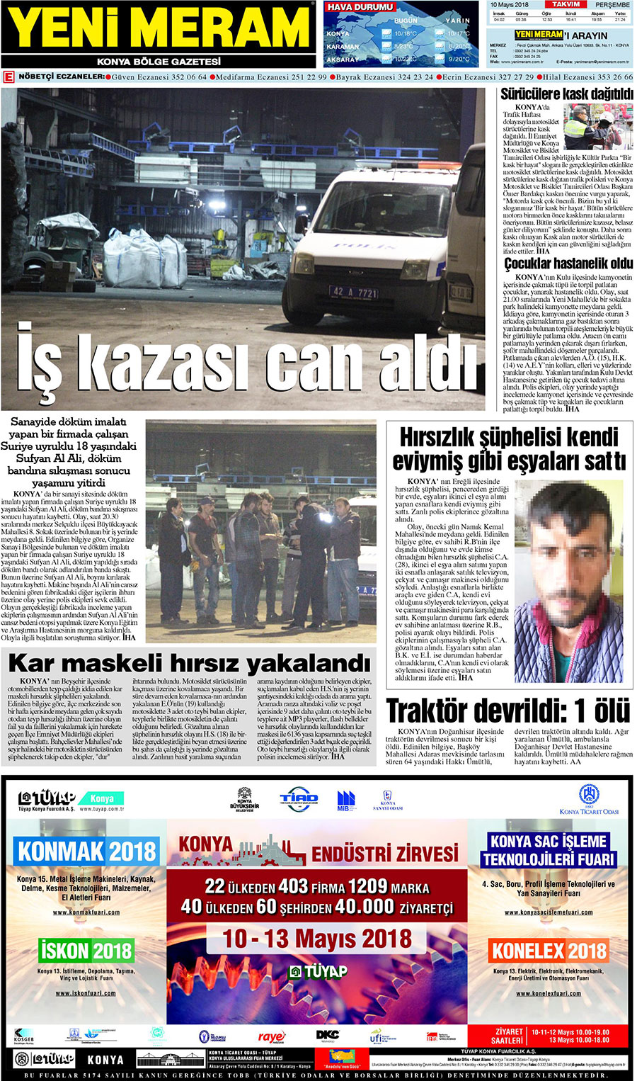 10 Mayıs 2018 Yeni Meram Gazetesi