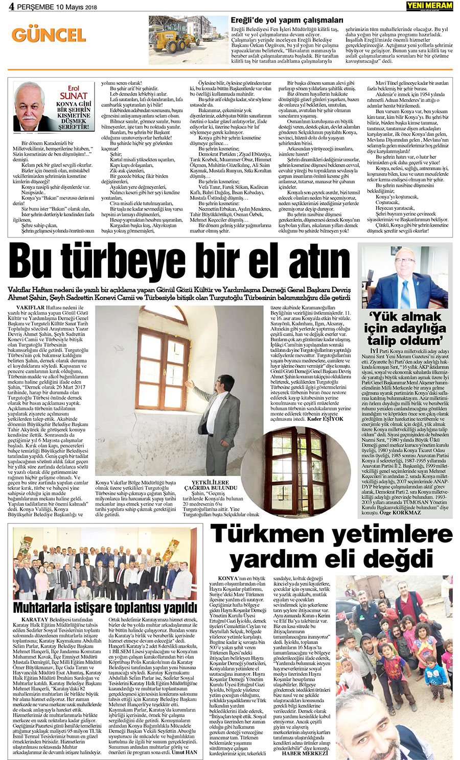 10 Mayıs 2018 Yeni Meram Gazetesi