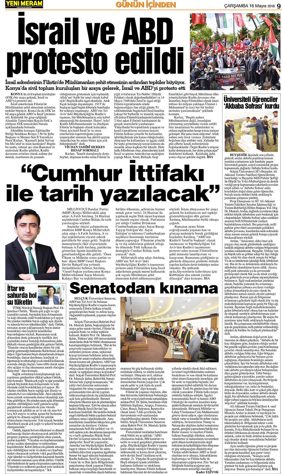 16 Mayıs 2018 Yeni Meram Gazetesi