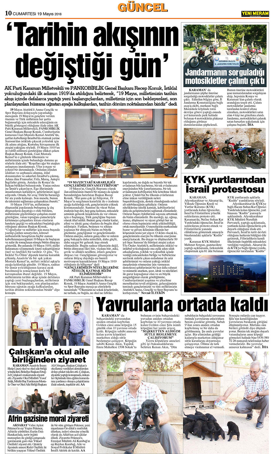 19 Mayıs 2018 Yeni Meram Gazetesi