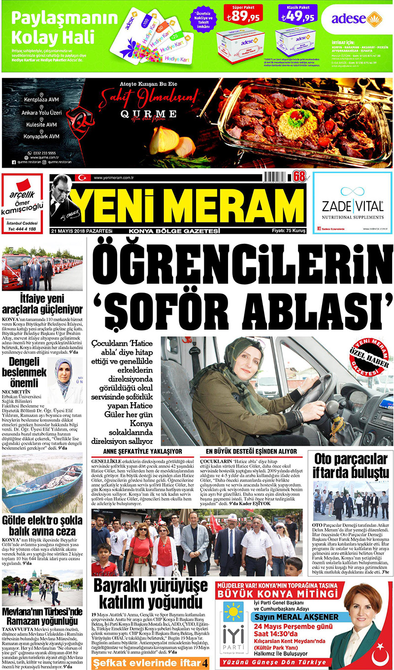 21 Mayıs 2018 Yeni Meram Gazetesi