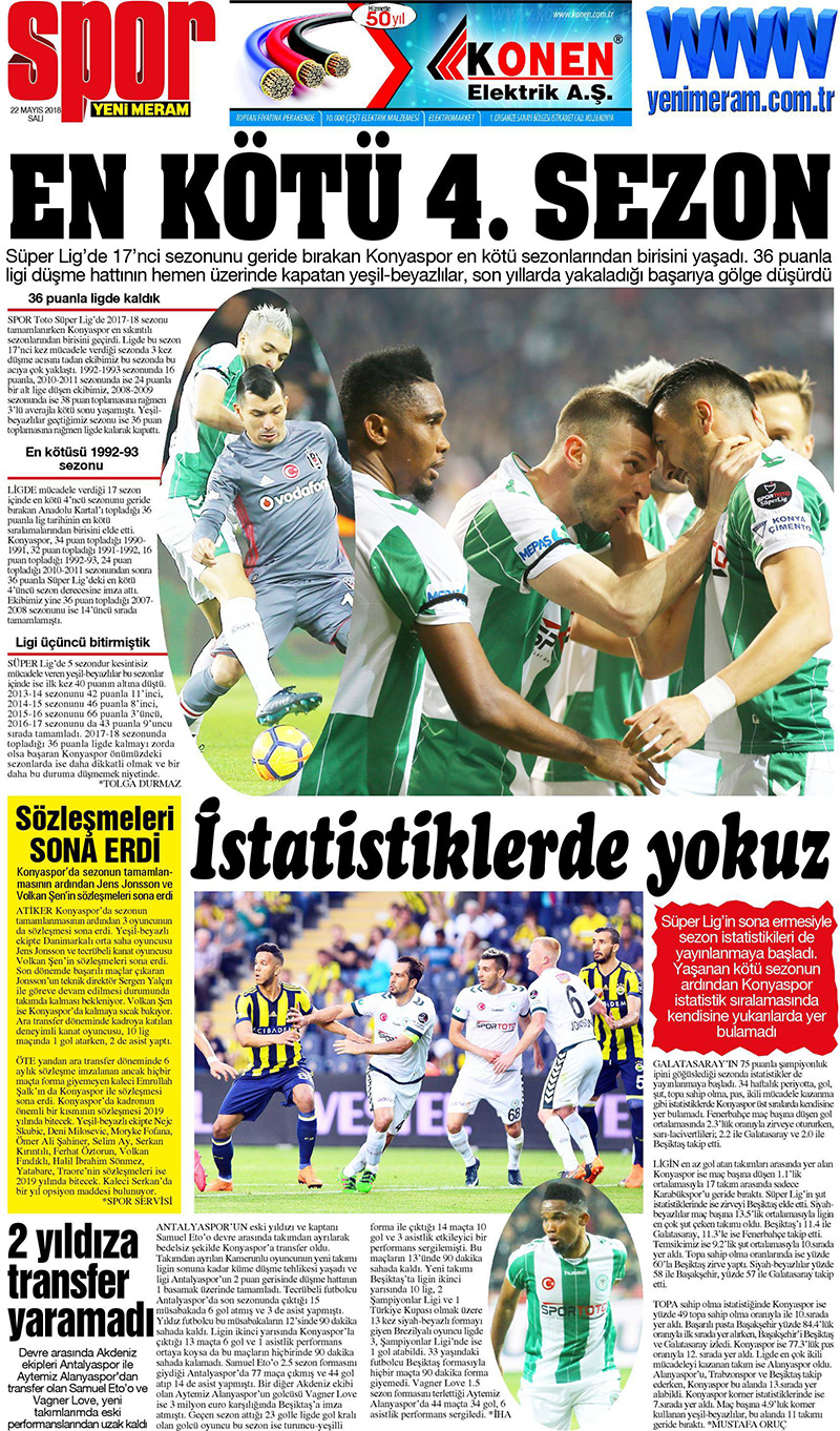 22 Mayıs 2018 Yeni Meram Gazetesi