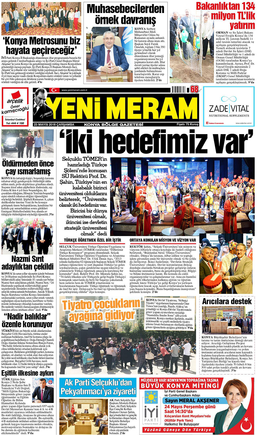 23 Mayıs 2018 Yeni Meram Gazetesi