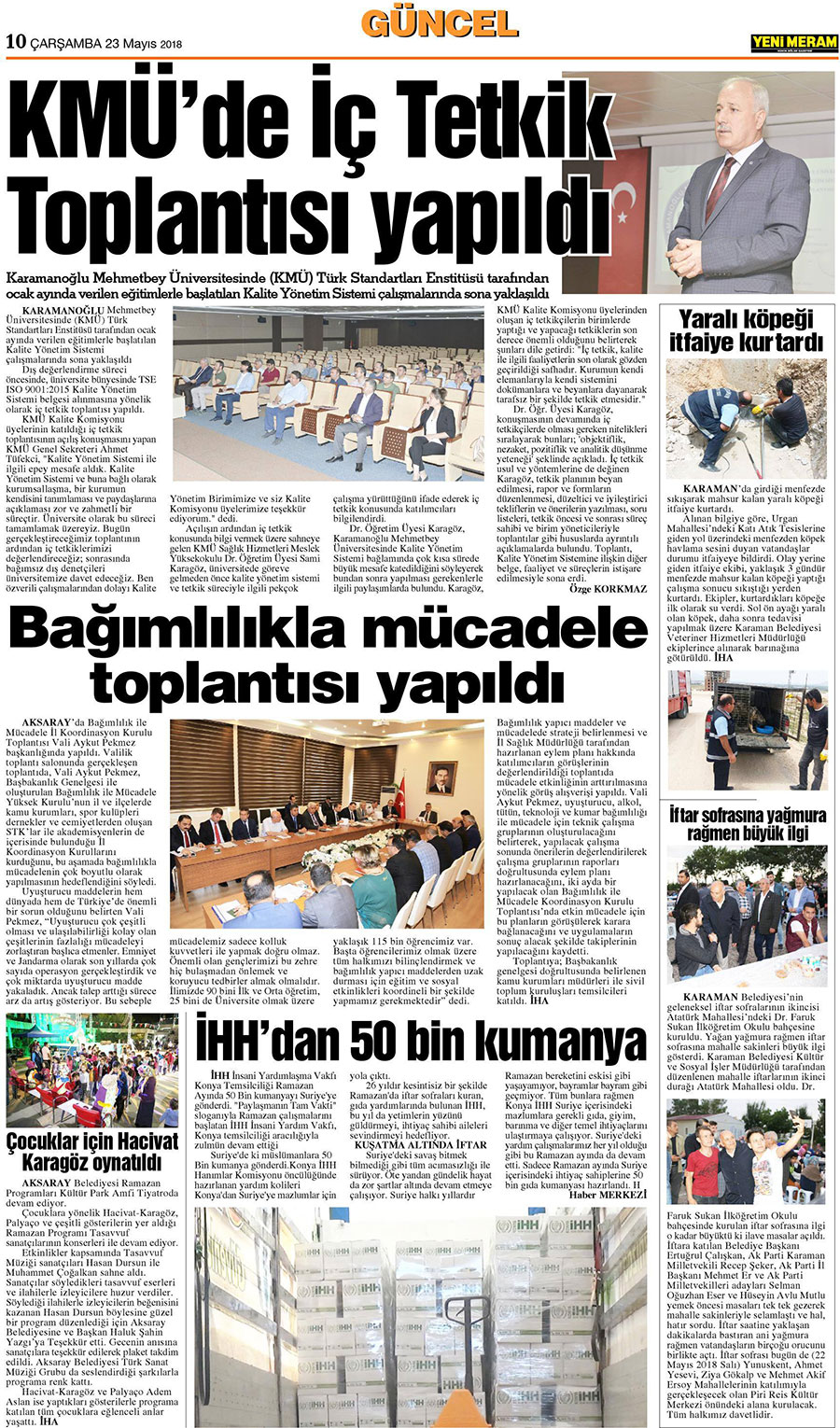 23 Mayıs 2018 Yeni Meram Gazetesi