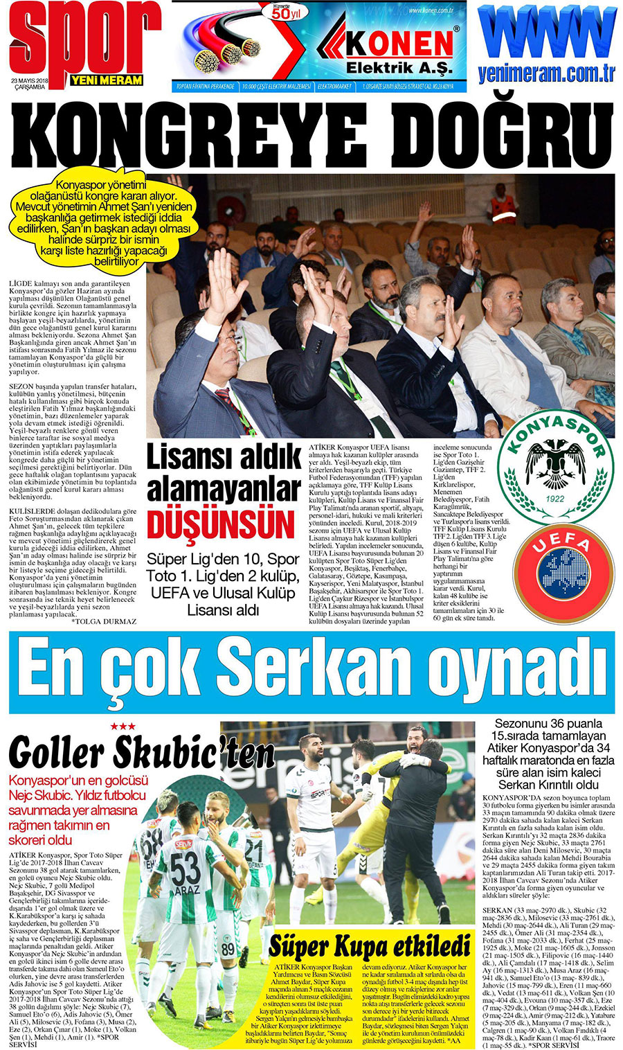 23 Mayıs 2018 Yeni Meram Gazetesi